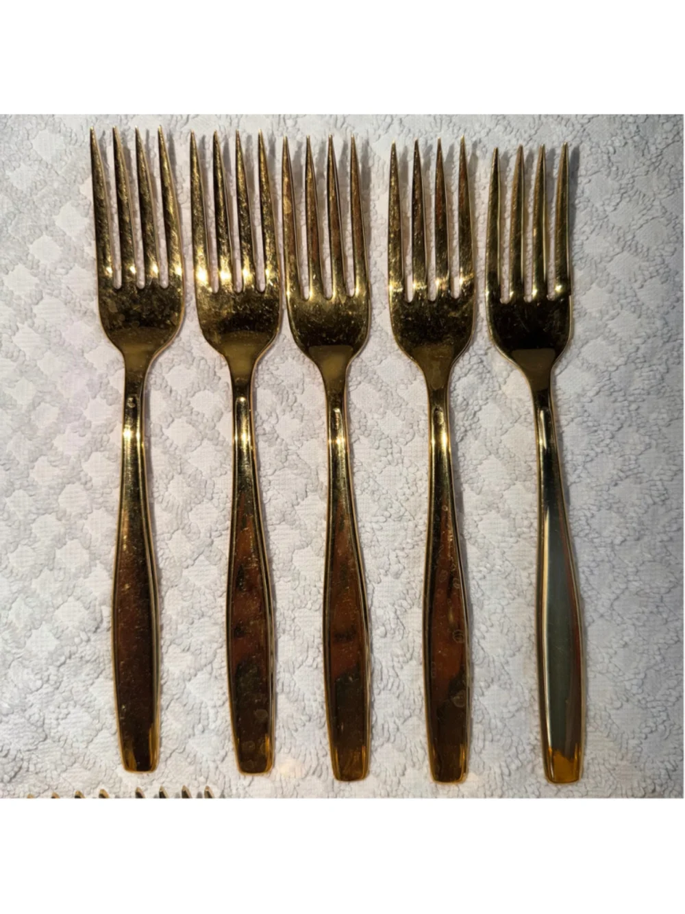 Rogers Cutlery Co Stainless Steel USA Gold Tone Mixed Forks Lot of 14